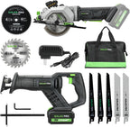 GALAX PRO Cordless Circular and Reciprocating Saw Combo Kit with 1pcs 4.0Ah Lithium Battery and One Charger, 7 Saw Blades and Tool Bag
