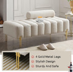 NIOIIKIT 53.2" Modern Loveseat Sofa Couch, Upholstered Accent Sofa with Golden Legs and Adjustable Backrest, Small Teddy Fleece Couches for Bedroom, Living Room, Compact Small Space (Beige Teddy)