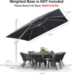 PURPLE LEAF 10 FT Patio Umbrella White Cantilever Umbrella Square Aluminum Offset Outdoor Umbrella Hanging Windproof with 360° Rotation for Garden Deck Pool, Grey