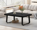 HSH Black Modern Coffee Table, Rustic Wood and Metal Center Table, Farmhouse Simple Living Room Coffee Tables, Industrial Minimalist Wooden Tea Coffee Table for Bedroom Home Office, Black Oak, 39 in