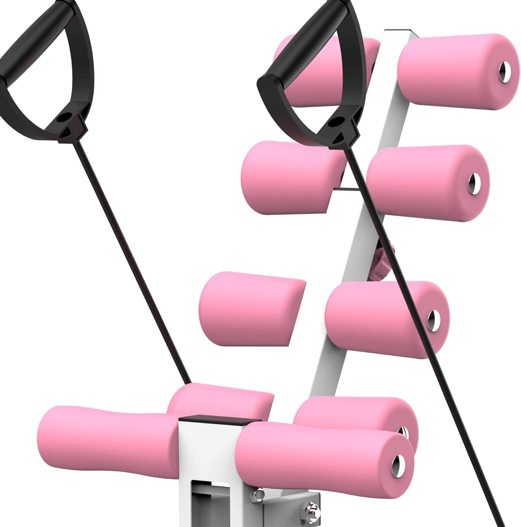 Deep Squat Machine for Home Gym, Pink, Glutes and Core Trainer with Resistance Bands, Squat Assist for Legs Workout