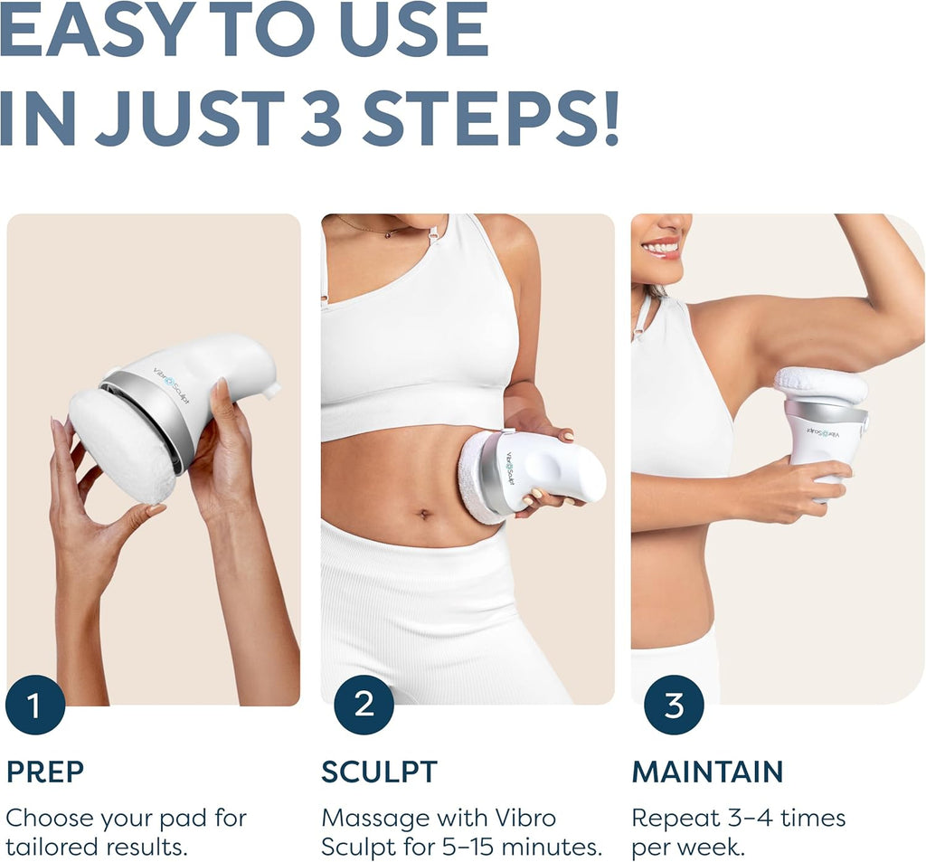 Vibro Sculpt 1.0 Body Sculpting Machine – Lymphatic Drainage Massager & Cellulite Massage Tool for Legs, Stomach & Arms – with Interchangeable Pads that Helps Improve Skin Texture