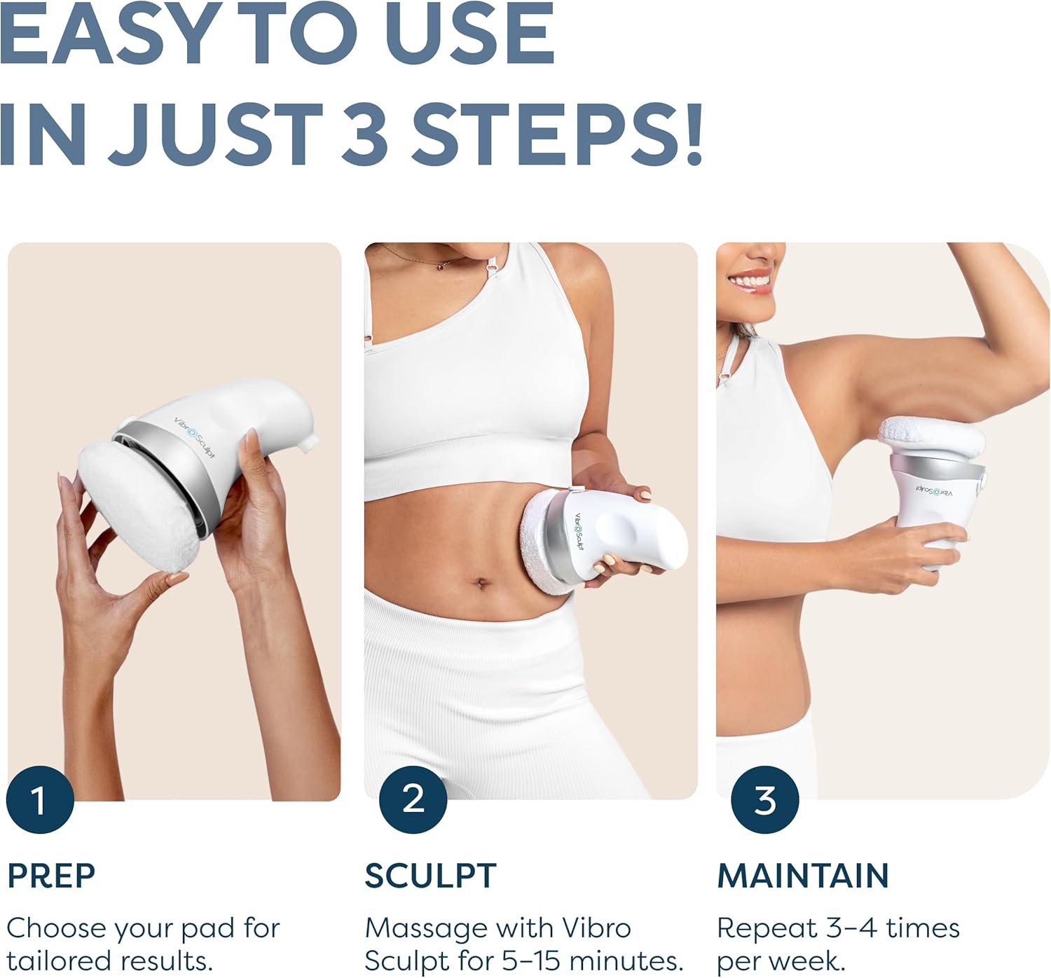 Vibro Sculpt 1.0 Body Sculpting Machine – Lymphatic Drainage Massager & Cellulite Massage Tool for Legs, Stomach & Arms – with Interchangeable Pads that Helps Improve Skin Texture