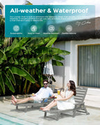 Ciokea Lounge Chair Outdoor  Oversized Chaise Lounge Chair with 5 Positions  HDPE  Patio Lounge Chair with Wheels & Cup Holder for Pool  Deck  Poolside  Grey