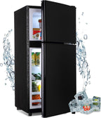 Mini Fridge with Freezer, 3.2 Cu. Ft. Apartment Size Refrigerator with Freezer, Dorm Fridges with Freezer Adjustable Thermostat, Small Refrigerator for Apartment, Office, Kitchen, Dorm, Black