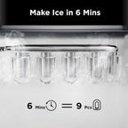 Silonn Ice Maker Countertop, 9 Cubes Ready in 6 Mins, 26lbs in 24Hrs, Self-Cleaning Ice Machine with Ice Scoop and Basket, 2 Sizes of Bullet Ice for Home Kitchen Office Bar Party