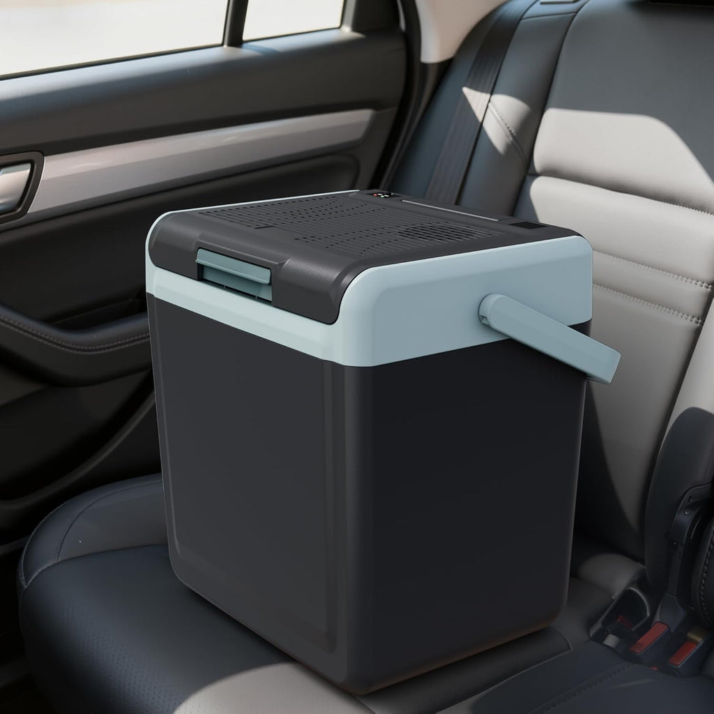 25QT Portable Electric Cooler & Warmer with Handle – Dual Heating & Cooling Mini Thermoelectric Car Fridge for Vehicles, Truck, Travel, Camping, Picnics and Home, Black