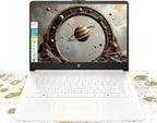 HP 14" HD Laptop - Intel Celeron  8GB RAM  64GB eMMC - Lightweight & 12H Battery  Sleek Design with Multiple Ports  Webcam/Mic for Business/Students/Tourists - Microsoft 365 Included  Snowflake White