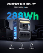 Anker Solar Generator SOLIX C300 with 60W Solar Panel  288Wh Portable Power Station  300W (600W Surge)  LiFePO4 Battery  140W Two-Way Fast Charging  for Outdoor Camping  Traveling  and Emergencies