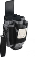 MP1X Leather Backed Small Tool Pouch, Heavy Duty Tool Organizer with 9 Pockets, Belt Clip & D-Rings, Lightweight Compact Tool Bag for Electrician, Construction, Worksite