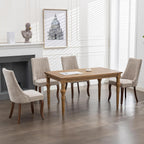 Beige Mid Century Dining Chairs Set of 4, Modern Kitchen & Dining Room Chairs Set of 4, Fabric Upholstered Kitchen Chairs, Sillas de Comedor, Wood Legs (Beige, 4 Pcs)