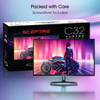 Sceptre Curved 32-Inch Gaming Monitor  1920 × 1080  Up to 240+Hz  1ms  110% sRGB  AMD FreeSync Premium  Built-in Speakers  HDMI DisplayPort  Machine Black (C325B-FWD240 Series)