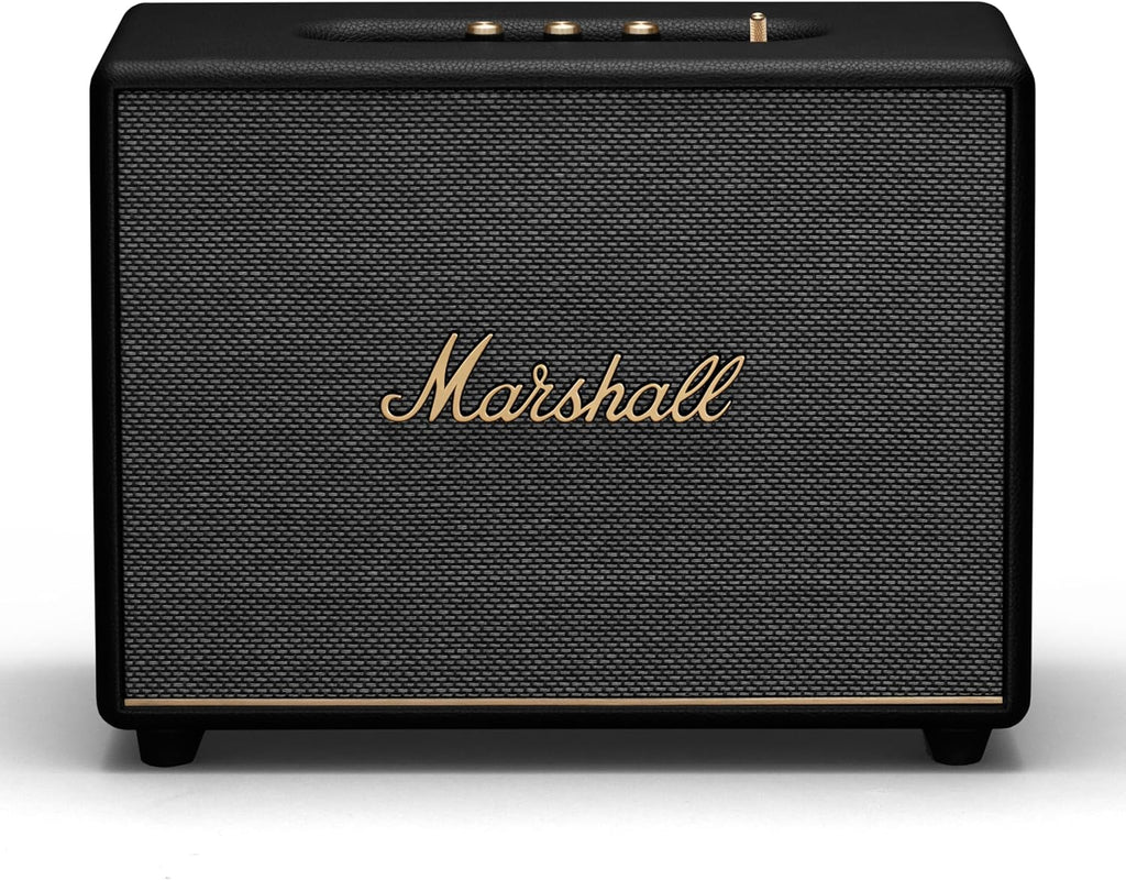 Marshall Woburn III Bluetooth Home Speaker - Loud Stereo Sound with Bass and Treble Controls | Plug-in Powered | Record Player Compatible | HDMI  RCA  3.5 mm Aux Inputs - Black