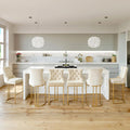 UVV Counter Height Bar Stools Set of 6, 26" Modern Barstools with Back, Velvet Upholstery Counter Chairs with Metal Legs for Kitchen Island, Bar, Counter, Beige