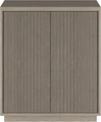 Henn&Hart 28" Fluted Wooden Accent Cabinet, Ribbed Modern Sideboard Buffet Cabinet with 2 Doors and an Adjustable Shelf for Living Room, Dining Room, Bedroom or Entryway, Weathered Gray