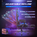 Homall Gaming Chair, Computer Chair with Footrest and Massage Lumbar Support, Ergonomic High Back Video Game Chair with Swivel Seat and Headrest (Blue)
