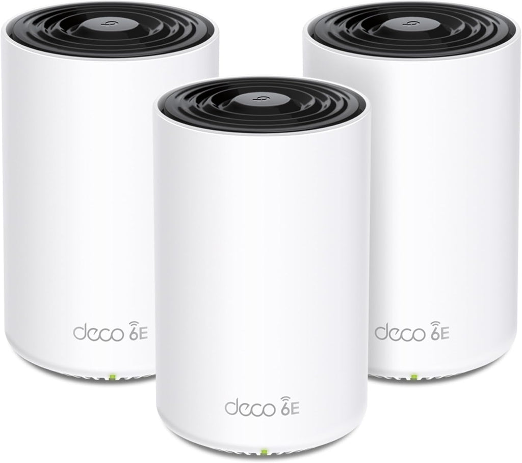 TP-Link Deco XE70 Pro AXE4900 Tri-Band WiFi 6E Mesh WiFi System - 2.5G WAN/LAN Ports  4.9 Gbps Wi-Fi 7 200 Sq. Ft Coverage  Connect up to 200 Devices  6 GHz Band  3-Pack