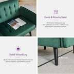 TYBOATLE 65" W Velvet Modern Convertible Folding Futon Couch Sofa Bed w/ 2 USB Charging Ports and arms, Loveseat for Living Room, Office, Apartment, Bedroom (Green)