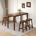 Sophia & William Dining Table Set for 4, Counter Height Table and Chairs Set of 4, Wood Kitchen Table Set with Bench and Chairs, Rectangular Breakfast Dining Set Space Saving,Rustic Caramel