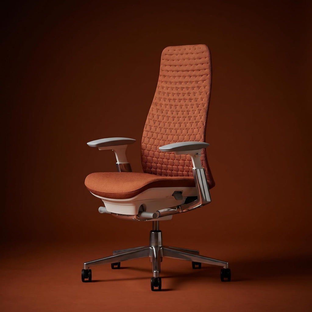 Haworth Fern Ergonomic Office Chair with Lumbar Support, Adjustable Desk Computer Chair with Digital Knit Finish for Home Office Furniture, Ember