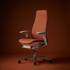 Haworth Fern Ergonomic Office Chair with Lumbar Support, Adjustable Desk Computer Chair with Digital Knit Finish for Home Office Furniture, Ember