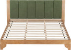 Christopher Knight Home Trisie Mid-Century Modern King Size Bed Frame and Headboard, Solid Wood King Platform Bed Frame with Upholstered Headboard, No Box Spring Needed, Easy Assembly, Natural