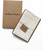 Solino Home Linen Dinner Napkins and Tablecloth 60 x 120 Inch - 100% Pure Linen Cloth Fabric Classic Hemstitch - Handcrafted from European Flax and Machine Washable