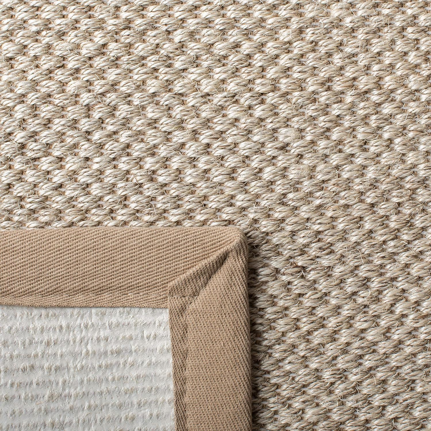 SAFAVIEH Area Rug 9x12 - Natural Fiber Collection - Large - Marble & Linen Color, Sisal, Woven Design with Border (NF143B)