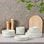 Herogo 24 Piece Dinnerware Sets with Pasta Bowls for 6, Dinner Salad Plates and Cereal Serving Bowls, Stoneware Dishes Dinner Ware for Kitchen Dining, Dishwasher & Microwave Safe, Speckled White