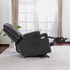 MCombo Power Lift Recliner Chair for Elderly, Lift Chair with Heat and Massage, USB Ports, Cup Holders, Faux Leather 7519 (Medium, Dark Grey)