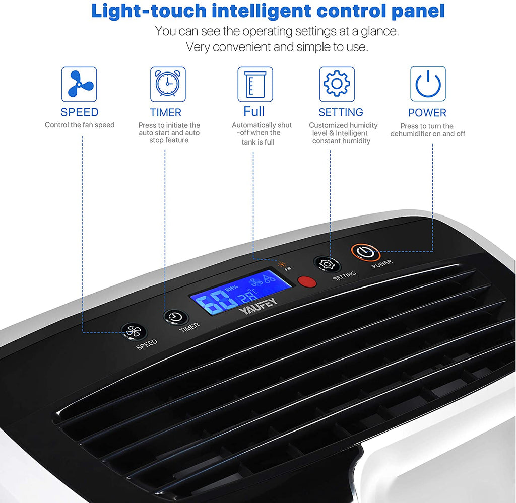 30 Pint Dehumidifier for Home Basements Bedroom Garage, Mid-Size Portable with Continuous Drain Hose Outlet and Wheel, 4 Gallons/Day Intelligent Humidity Control for Space Up to 1500 Sq Ft