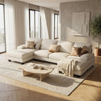 Homall Modular Sectional U Shaped Sofa Couches for Living Room, Comfy Chenille 4 Seat Sofa Set with Removable Pillows, Lounge Chaise Upholstered Couch for for Apartment (Chenille, White)