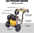 DeWalt 3300 PSI Gas Pressure Washer  5 Nozzles  Spray Gun  Wand  25-ft. Hose  DXPW3300-S  49-State
