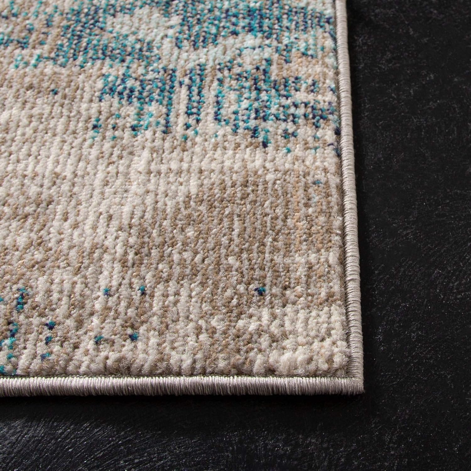 SAFAVIEH Madison Collection X-Large Area Rug - 12' x 18', Blue & Grey, Modern Boho Abstract Design, Non-Shedding & Easy Care, Ideal for High Traffic Areas in Living Room, Bedroom (MAD440M)