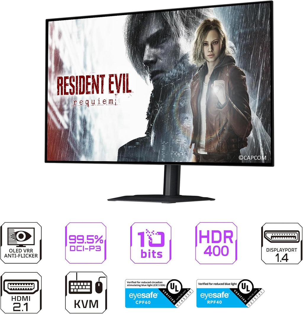 GIGABYTE - MO27Q28GR - 27" W-OLED Gaming Monitor - QHD 2560x1440-280Hz - 0.03ms GTG - AMD FreeSync Premium Pro  G-SYNC Compatible - Type-C KVM - HDMI  DP  Type-C - Height and Tilt Adjustable - Black