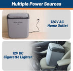 Portable Electric Car Cooler & Warmer 30L – Thermoelectric 12V/110V Refrigerator with Handle – Dual Power Plug-in Fridge for Vehicle, Truck, Camping, Travel – Light Gray, 30L