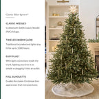 Balsam Hill 7.5ft Pre-Lit Classic Blue Spruce - Artificial Christmas Tree with 1000 Clear Incandescent Lights, Easy Plug Technology, Premium Stand for Indoor Holiday Decorating