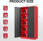 Letaya Metal Storage Cabinets with Lock, 72" Tall Locker Organizer Steel Cabinets, Adjustable Layers Shelves 2 Doors for Home, Office, Warehouse,Garage(Black Red)