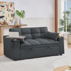 65'' 3-in-1 Folding Convertible Sofa Bed, Pullout Sofa, Modern Chenille Fabric, 360° Swivel Side Table, Easy Assembly, Perfect for Living Room, Grey