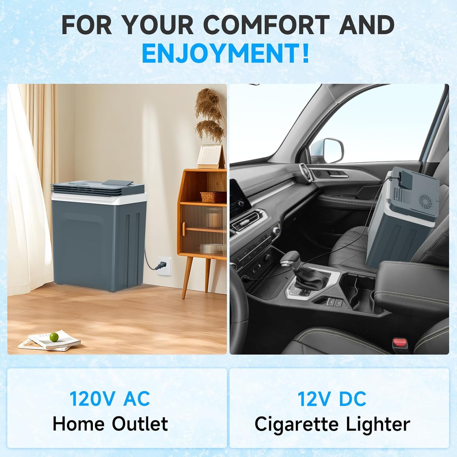 25L Portable Electric Cooler & Warmer, Small Refrigerator with Handle, 110V AC and 12V DC Car Fridge, Camping/Outdoor/Travel Cooler for Vehicles & Trucks, Grey