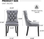Velvet Dining Chairs Set of 4,Upholstered Dining Chairs with Ring Pull Trim and Button Back,Modern Seating for Kitchen, Bedroom & Living Room(Grey)