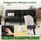 Vongrasig Futon Sofa Bed Velvet Futon Couch with Adjustable Backrest, Small Convertible Folding Sleeper Sofa Bed, Modern Loveseat for Living Room, Bedroom and Small Space, Black
