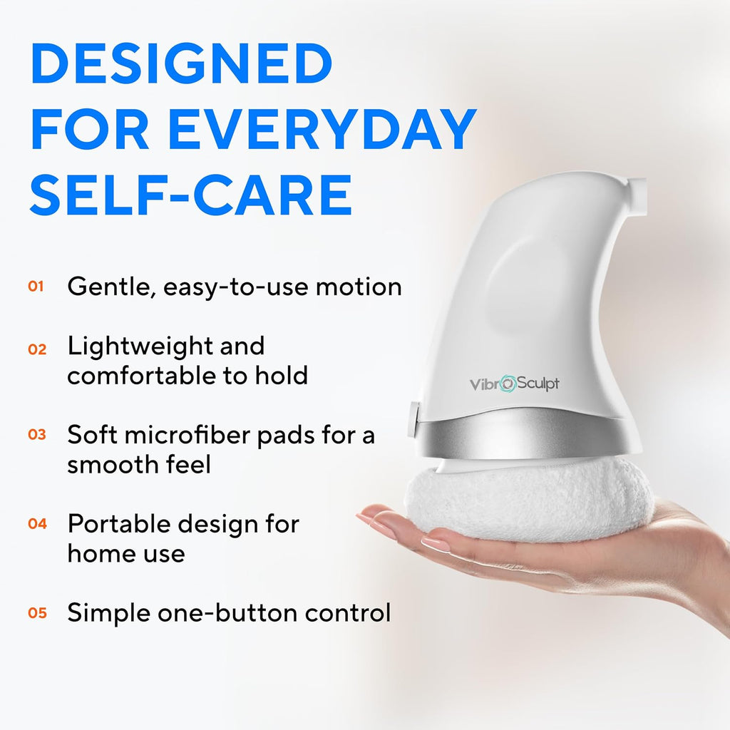Vibro Sculpt 1.0 Body Sculpting Machine – Handheld Lymphatic Drainage Massager - Skin Tightening Device with 5 Pro Pads for Belly, Arms, Legs & Glutes