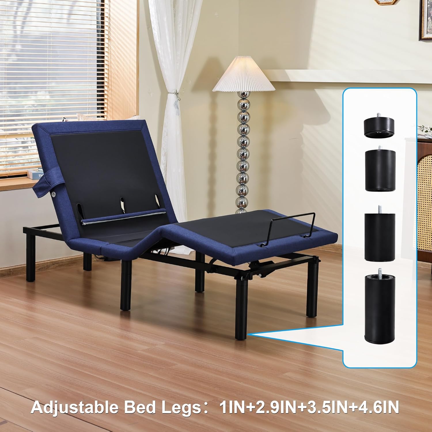 Fromann Adjustable Twin XL Bed Base Frame with Head and Foot Lift, Lumbar Support, Massage, Under-Bed Lights,Left Right USB+C, Memory Positions, Zero Gravity