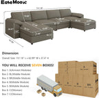 EASE MOOSE Oversized U Shaped Couch,Modular Sectional Convertible Sofa with Wide Deep,Extra Large Faux Leather Scratch Resistant Modern Couch for Big Spaces,Light Grey