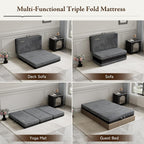 Tri Folding Mattress Twin Size - Memory Foam Tri-fold Mattress, Handle & Non-Slip Bottom, Portable Foldable Sofa Bed Floor Chair for Travel RV Camping Guest Yoga - 6 Inch, 75"x38"x6"
