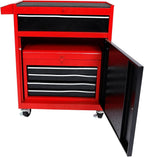 Rolling Tool Chest with 5 Drawers, Metal Storage Cabinet, Lockable Tool Storage Box Metal Organizer (Red)
