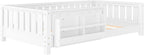 Bellemave Twin Floor Bed with Slats and Safety Guardrail, Twin Size Montessori Floor Bed with Fence and Built-in Bookshelf, Easy Assemble Montessori Beds for Kids, Girls, Boys, White