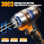 Brushless Impact Wrench 3-in-1 500N.m(369Ft-lbs) Torque Wrench 1/2 Drive with 2.0Ah Battery, 8 Drill Bits, 6 Screwdriver Bits, 4 Sockets, Cordless Impact Gun for automotive Repair and DIY