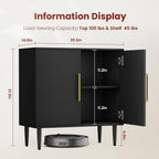 Black Buffet Cabinet, Free Standing Sideboard with Storage, Wood Accent Cabinet with Doors,Modern Credenza, Sideboard Storage Cabinet for Living Room, Dining Room(1, Black & Gold)